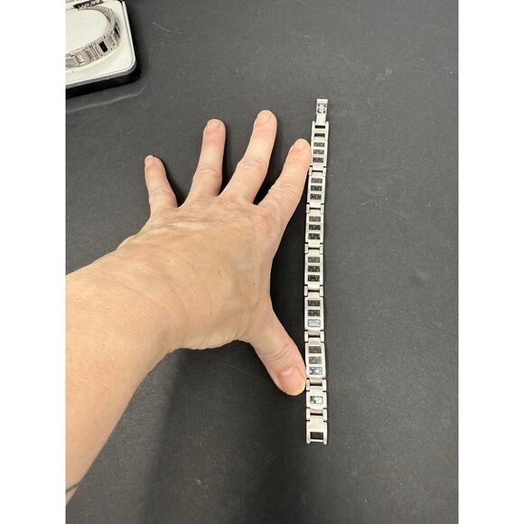 Sabona Bracelet Mens Executive Duet Matte Stainless Magnetic New Xl - Picture 6 of 7